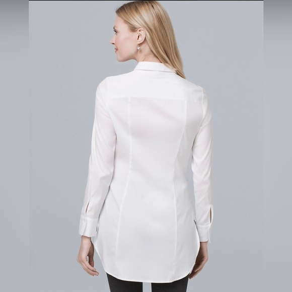 WHBM - White Long Sleeve Button Down Tunic - Picture 4 of 7